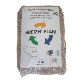 PELLETS SAC DE 15KG RESINEUX DIN+ (DIAMÈTRE 6MM - 4,58 KWH/KG) BREIZH'FLAM