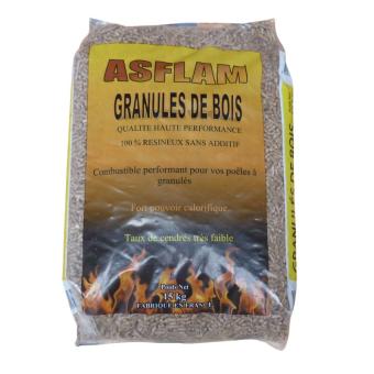 PELLETS SAC DE 15KG RESINEUX DIN+ (DIAMÈTRE 6MM - 5,05 KWH/KG) ASFLAM