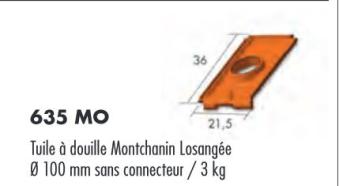 TUILE A DOUILLE UNIVERSELLE MONTCHANIN LOSANGEE ROUGE