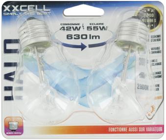 AMPOULE ECO30 STANDARD CLAIR A55 42W E27 BLISTER DE 2 UNITÉS