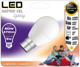 LED SPHÈRE G45 5,5W B22 40W 470LM 3000K