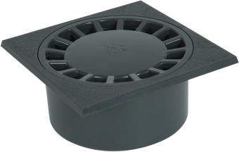 SIPHON DE COUR 20X20CM PVC GRIS FONCÉ SORTIE 80/90MM. REF : SC089