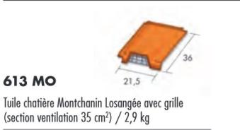 TUILE CHATIERE MONTCHANIN LOSANGEE ROUGE AVEC GRILLE