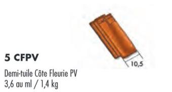 DEMI TUILE CÔTE FLEURIE PV ROUGE FLAMMÉ