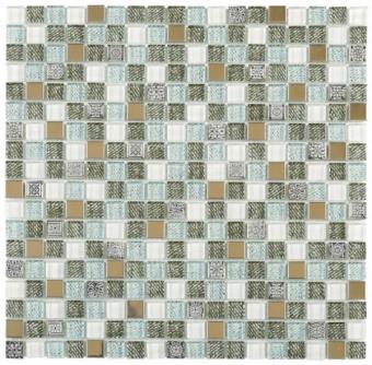 MOSAIC INOX/JEAN/VER 1,5CM 30X30CM. BAT. RÉF : VEMI123