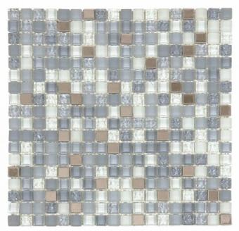 MOSAIC GRIS C/INOX 1,5CM 30X30CM. BAT. RÉF : VEMI82