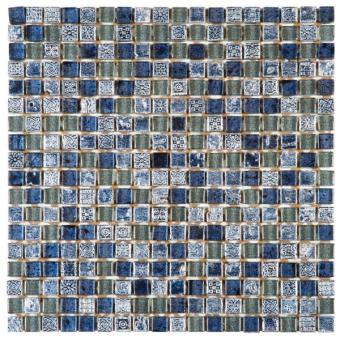 DÉCOR MOSAIC MIX BLEU 1,5CM 30X30CM. BAT. RÉF : VEMI98