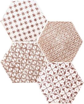 CARRELAGE HEXAGON GRANATE 17X15CM. CEV MARRAKECH. RÉF : 15X15HEMAGRA