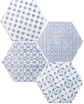 DECOR HEXA MOS. AZUL/BLA 17X15CM. CEV MARRAKECH. RÉF : 15X15HEMMOAZ