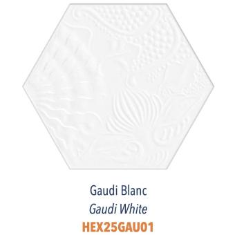 DECOR GAUDI BLANC 25X22CM. DIF HEXAGONE. RÉF : HEX25GAU01